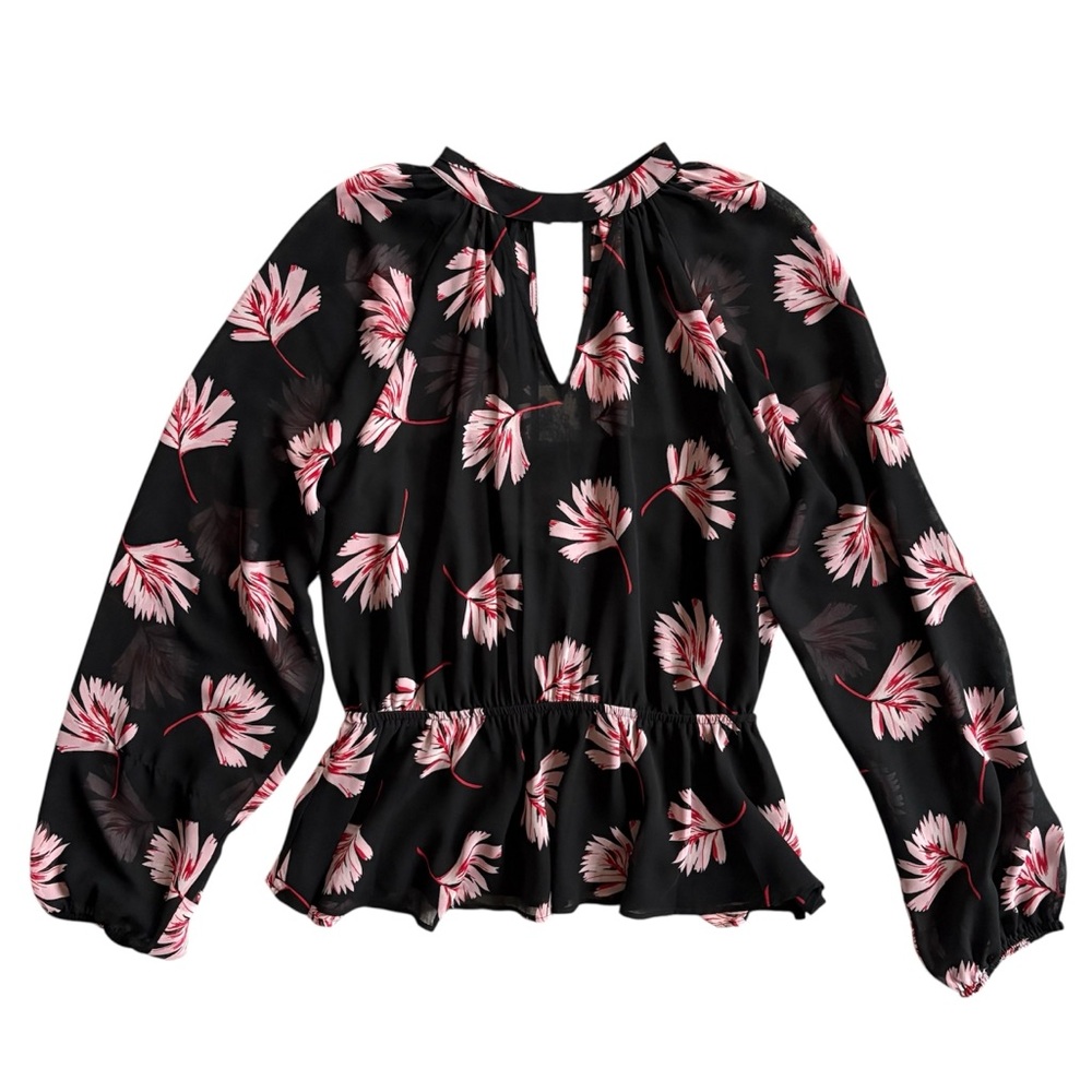 🔴 Express Floral Sheer Peplum Blouse with Built-in Liner NWOT Small